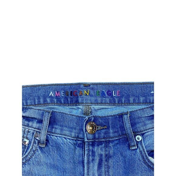 American‎ Eagle Womens 90s Straight Distressed Ripped Jeans Sz 10S - Picture 5 of 9
